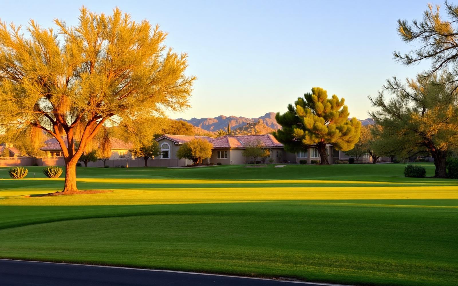 Arizona desert community streetscape representing Alta Mesa housing character in Mesa